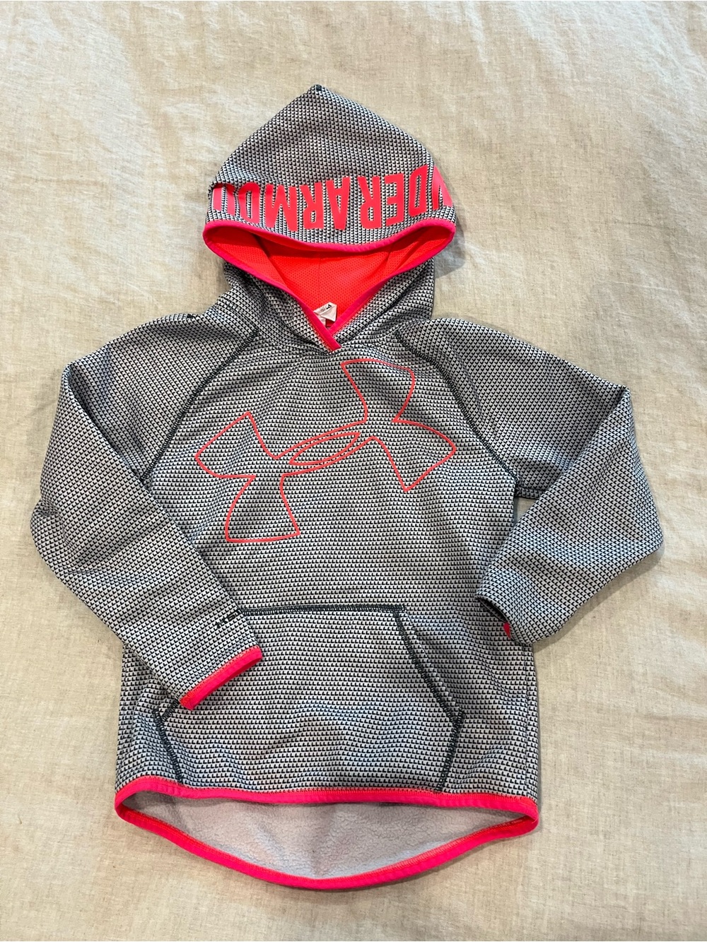 Under Armour Gray & Hot Pink Logo Hooded Sweatshirt
